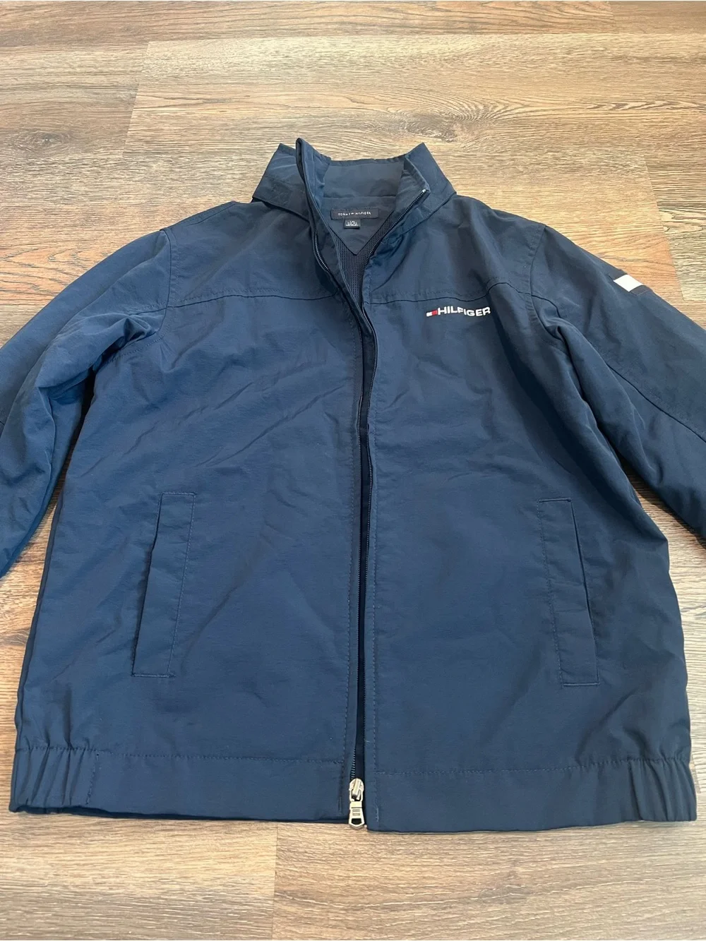 Tommy Hilfiger Boys Regatta Windbreaker Navy Blue Jacket Size L 12-14 Raincoat